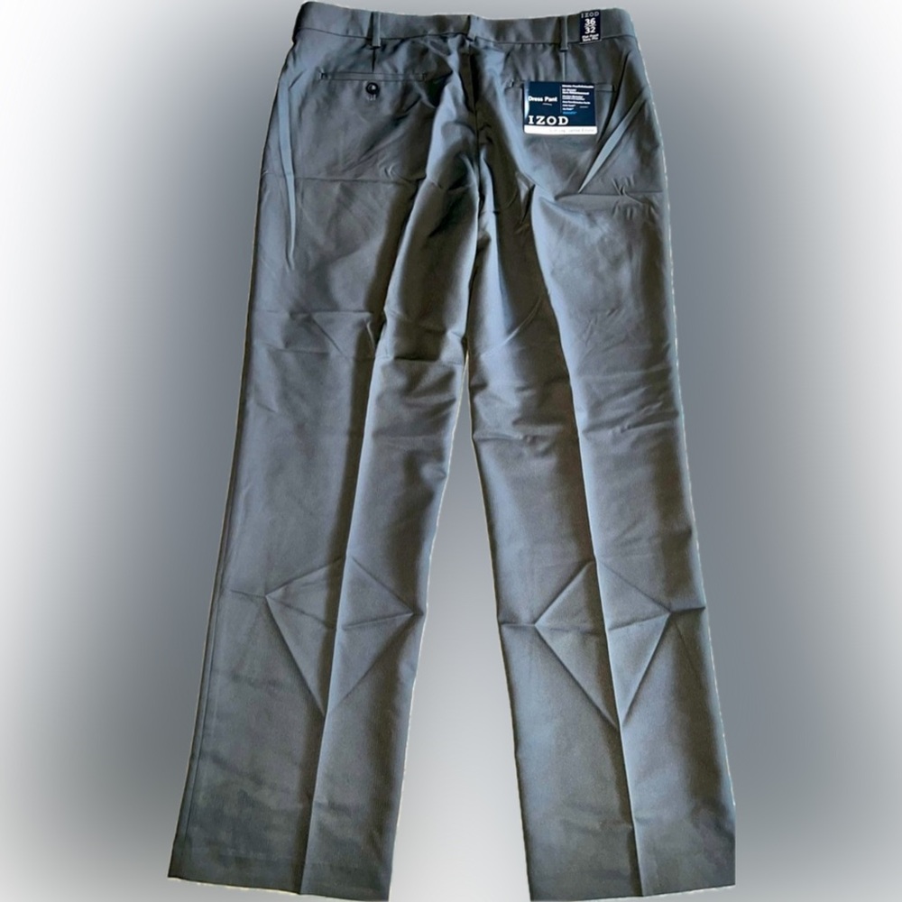 Izod Trousers, Slim Cut, Flat Front, Gray, Size 36x32, NWT